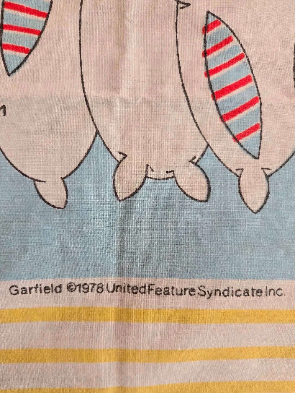 Vtg Garfield 1978 Twin Flat & Fitted Sheet Set Striped Burlington Caress No Iron